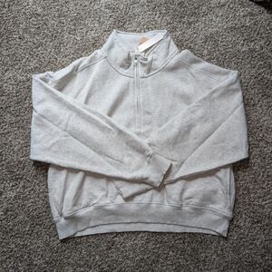 PINK Victoria's Secret Light Gray Zip-Up Sweater
